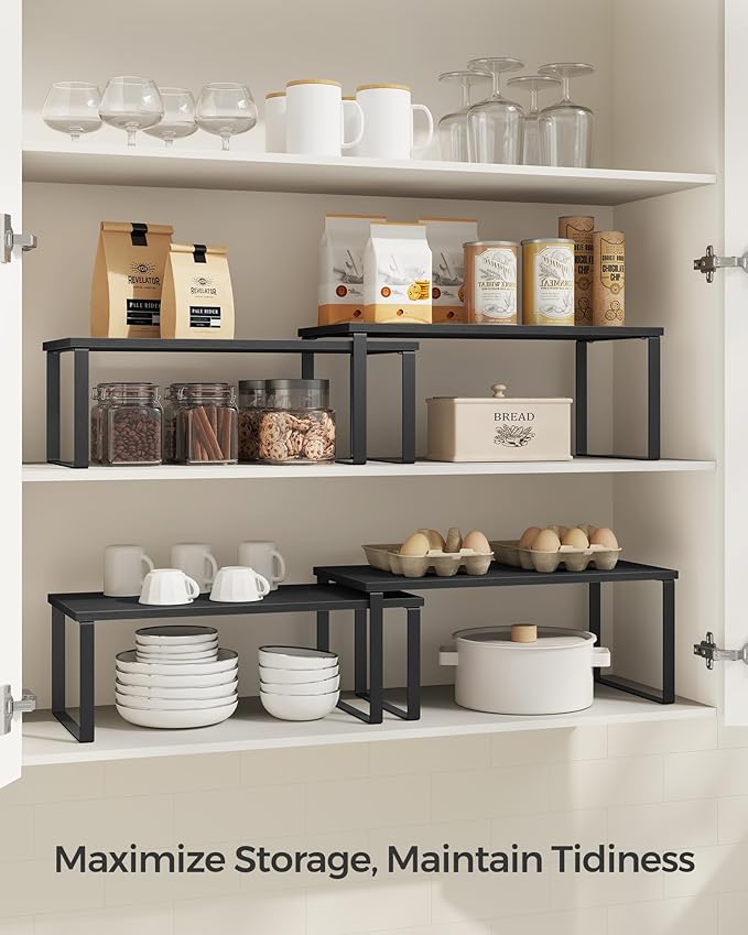 SONGMICS Cabinet Organizer Shelf, Kitchen Storage, Spice Rack, Expandable - Image 3