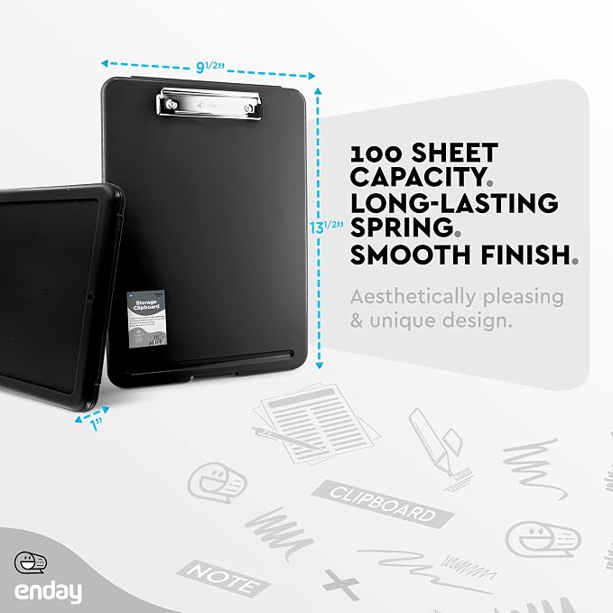 Clipboard with Storage Black, Clipboards with Letter Size Compartments Storage - Image 5