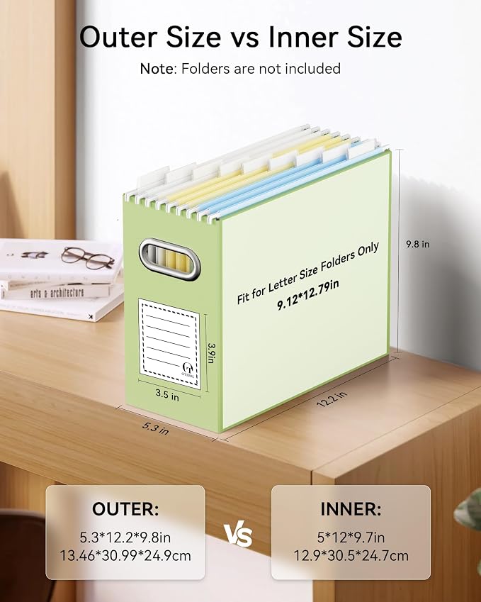Oterri File Organizer Box, Portable Collapsible Cardboard File Folder Organizer - Image 2