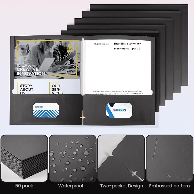 BIBRADAA® 100 Packs Black File Folders, Paper Folder Surface - Image 4