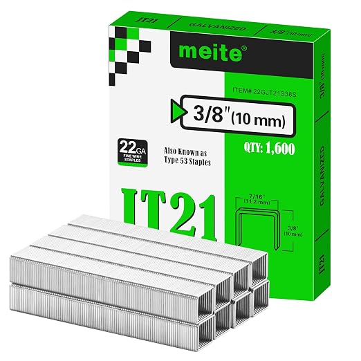 meite JT21 Staples, 3/8 Inch Galvanized Fine Wire Staples by meite