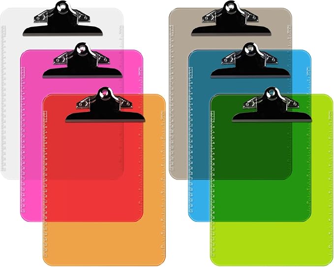 Pack of 6 Plastic Clipboards by DAVISGROUP