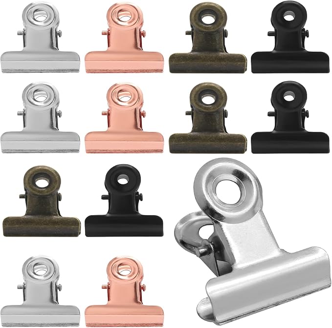 40 Pack Small Bulldog Clips 0.78 Inch Metal Hinge Clips Hinge Binder Clips by Coufce
