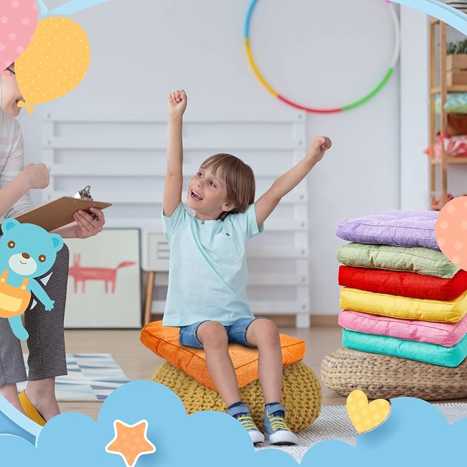 Juexica 8 Pcs Floor Cushions for Kids Floor Pillows Flexible Seating Cushions - Image 6