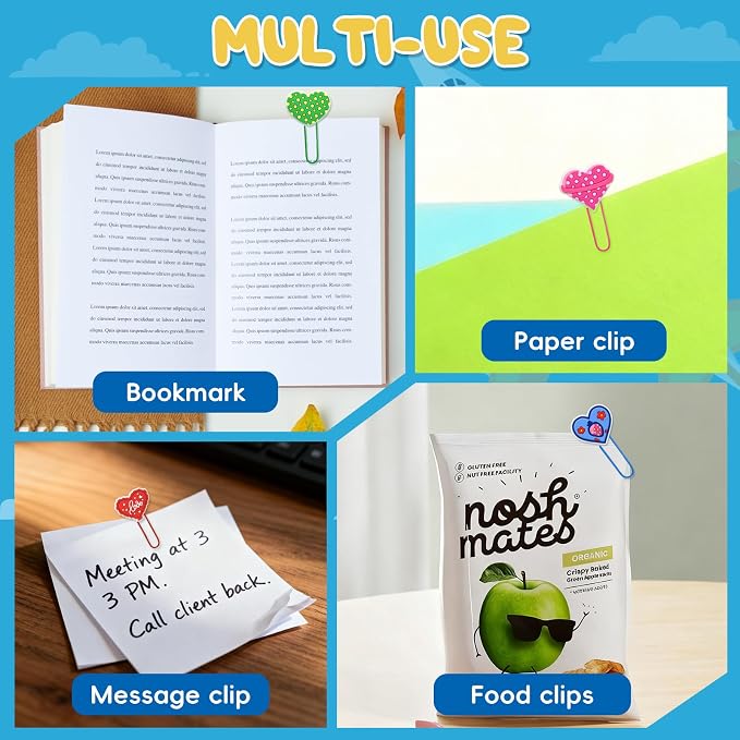 30 PCS Heart Paper Clips Metal Paperclip Large Size Paper Clip Cute Bookmark - Image 7