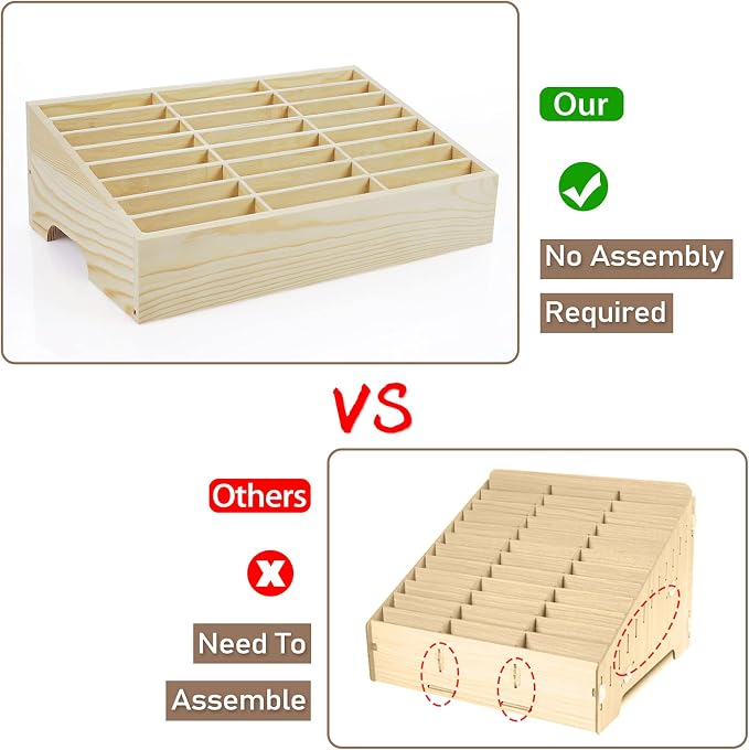24-Grid Wooden Cell Phone Holder Desktop Organizer Storage Box - Image 4