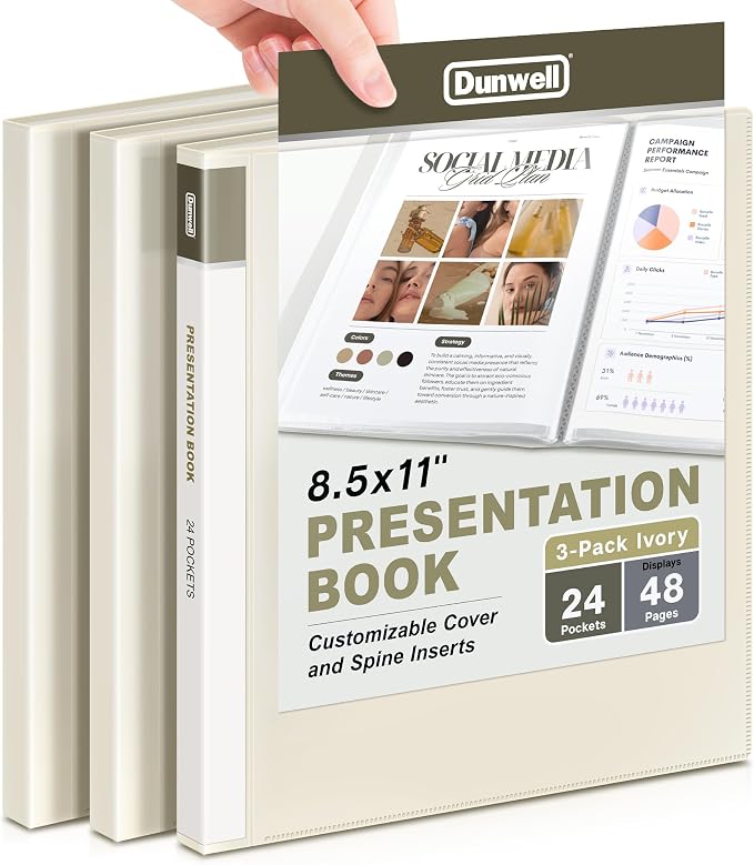 Dunwell Presentation Binder 24-Pocket, Displays 48 Pages, 8.5x11 Portfolio by Dunwell