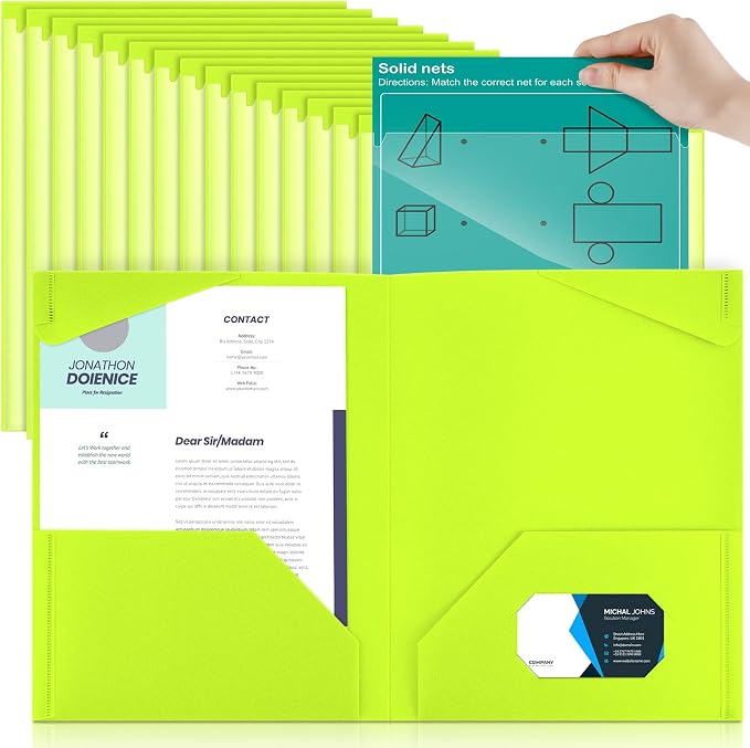 Henoyso 36 Pack Fluorescent Green Plastic Folders by Henoyso