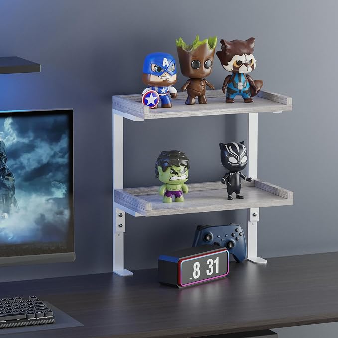 Clamp On Desk Shelf 2-Tier, Wood Shelving Unit - Image 7