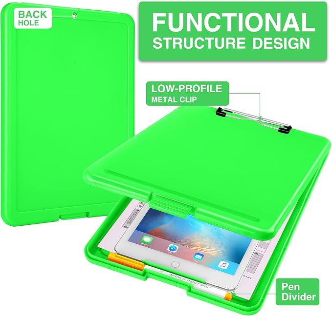 Sooez Clipboard with Storage, Plastic Storage Clipboards with Low Profile Clip - Image 3