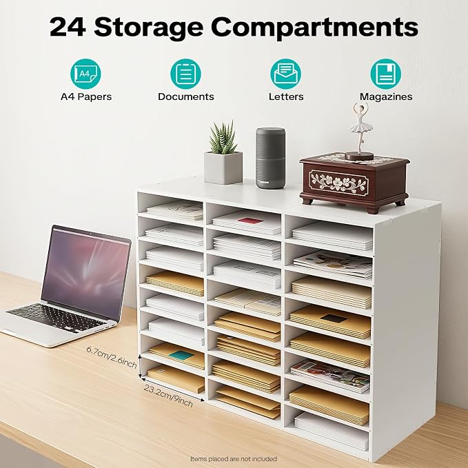 Literature Organizer, Desktop File Sorter Mail Center, Paper Storage Cabinet - Image 2