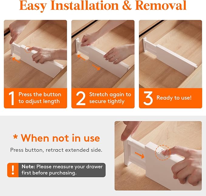 Lifewit 5 Pack 4" High Drawer Dividers 28-43.5cm/11-17" Adjustable Drawer - Image 6