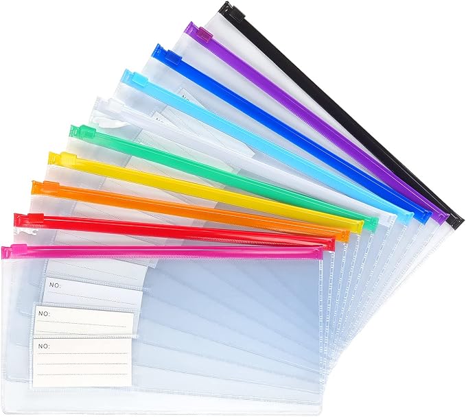 Tamaki 10 Pack Zipper Plastic Envelopes, Small Pencil Pounch, 9 x 4.7 Inch | by Tamaki