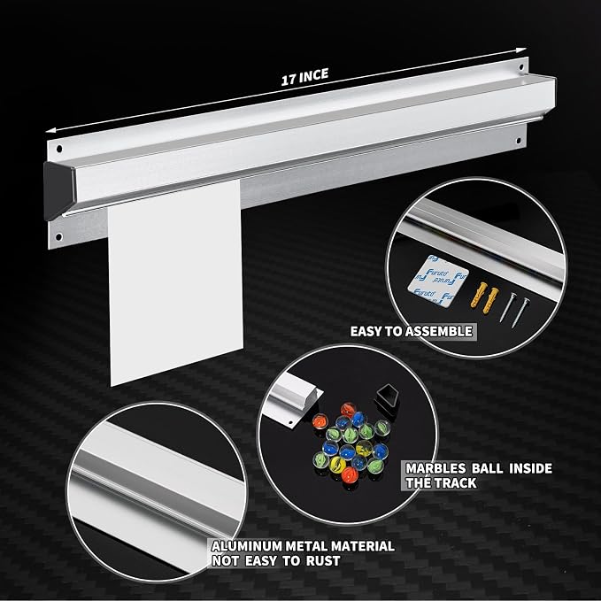 2 Pieces of 17-inch Aluminum Sliding Restaurant Order Ticket Clip Rails - Image 2