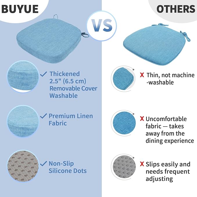 BUYUE Thickened 2.5" Dining Chair Cushions Set of 4, U-Shape High Density Foam - Image 6