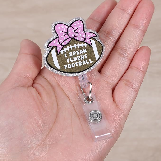 Funny Girly Football Badge Reel, Cute ID Badge Holder - Image 2