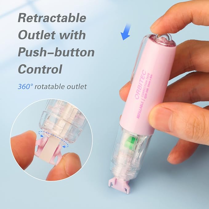 Refillable Retractable Quick Dry Correction Tape, Mini Small Japan Aesthetic - Image 3