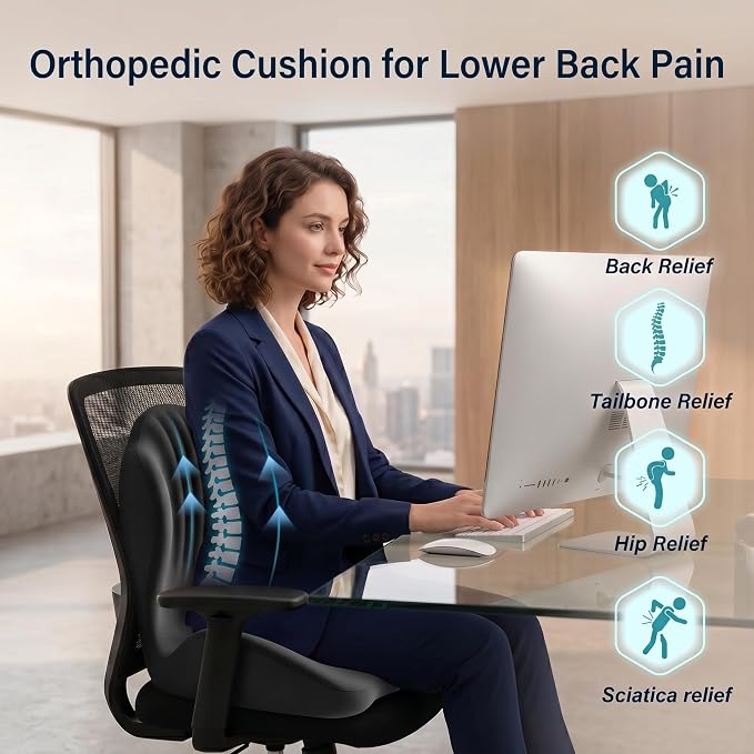 Ergonomic Office Chair Seat Cushion, L-Shaped Memory Foam Coccyx Cushion - Image 4