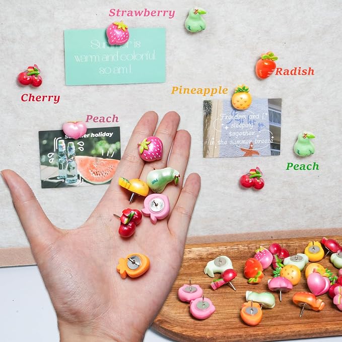 Fruit Theme Decorative Push Pins, Colorful Fun Push Pin - Image 6