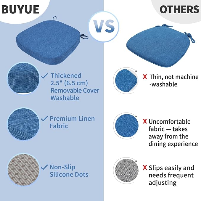 BUYUE Thickened 2.5" Dining Chair Cushions Set of 4, U-Shape High Density Foam - Image 6