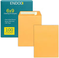 6x9 Brown Kraft Open End Envelopes Peel & Seal, 100 Pack, Self Seal Mailing by EnDoc