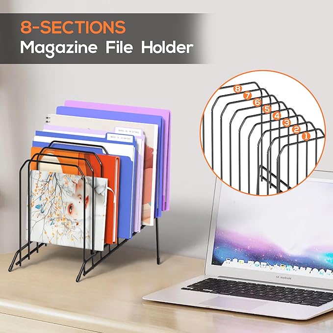 Gawerk Incline Metal Desk Magazine Folder Holder, Sorter Desk File Organizer - Image 3