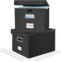 File Organizer Boxes with Lids, Collapsible Linen Hanging Filing & Storage by Huolewa