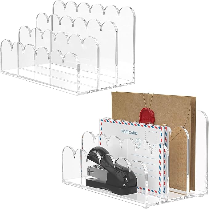 YAGELI 2 Pack 3-Slot Acrylic Mail Organizer by YAGELI
