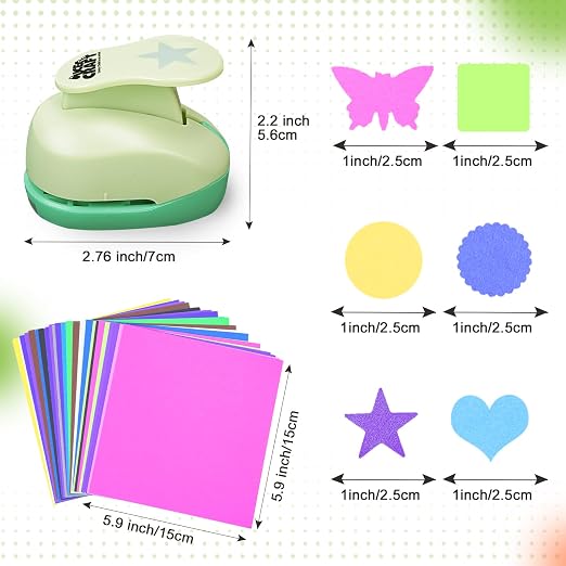 UCEC 6 PCS Craft Hole Punch 1 Inch Paper Puncher, Hole Punch Shapes Crafting - Image 5