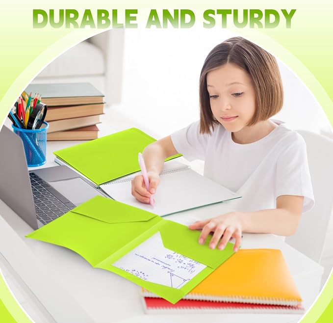 Henoyso 36 Pack Fluorescent Green Plastic Folders - Image 5