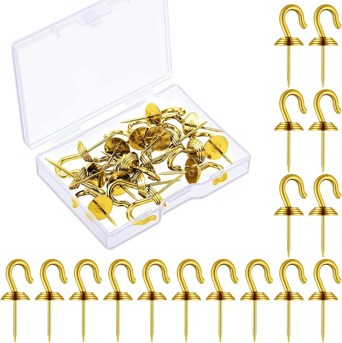 Hotop 30 Pieces Push Pin Wall Hooks Metal Thumb Tack Hangers Iron Alloy Nail by HOTOP
