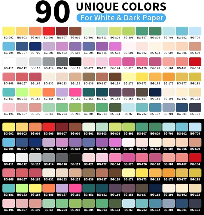 Acrylic Gel Pens For Coloring, 90 Colors Retractable Colored Pens for Black - Image 3