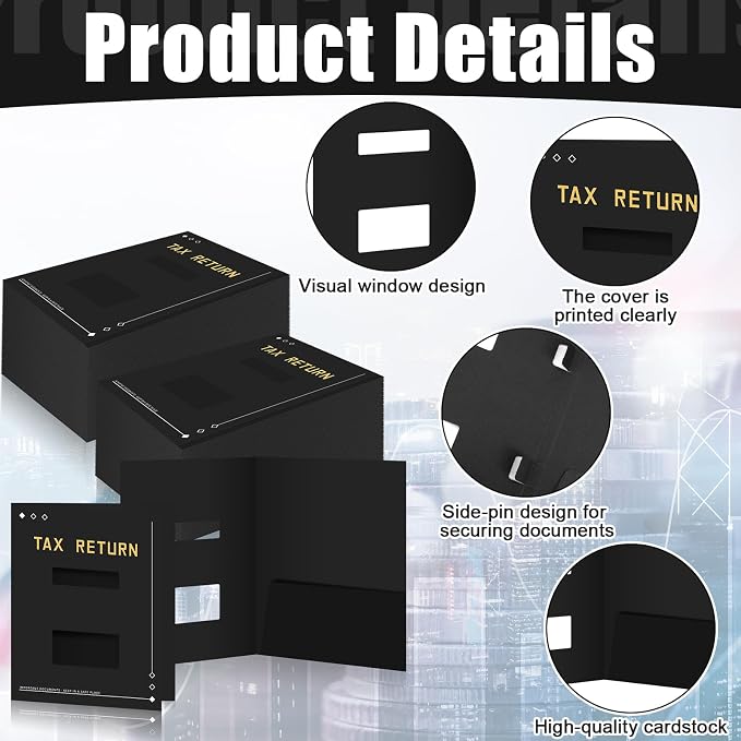 Mooliwe 100 Pcs Black Tax Return Folders Bulk 9 x 11.25 Inches Income Tax - Image 3