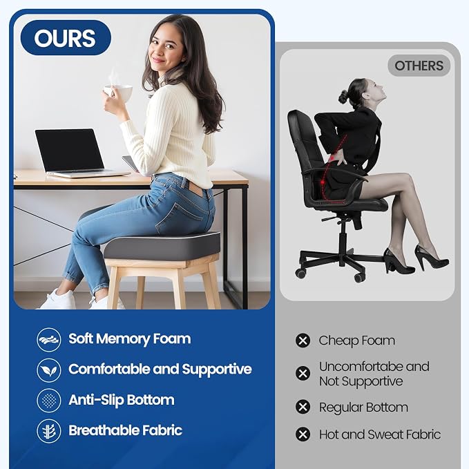 SweetSlubr Seat Cushion for Tailbone Pain Relief, Office Chair Cushion - Image 7