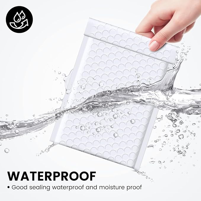 Fuxury Bubble Mailers 4x8" 800Pcs Bulk, Waterproof Padded Envelopes Usable Size - Image 3