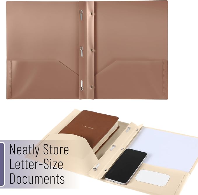 Mr. Pen- Plastic Folders with Pockets and Prongs, 5 Pack, Letter Size | Natural - Image 7