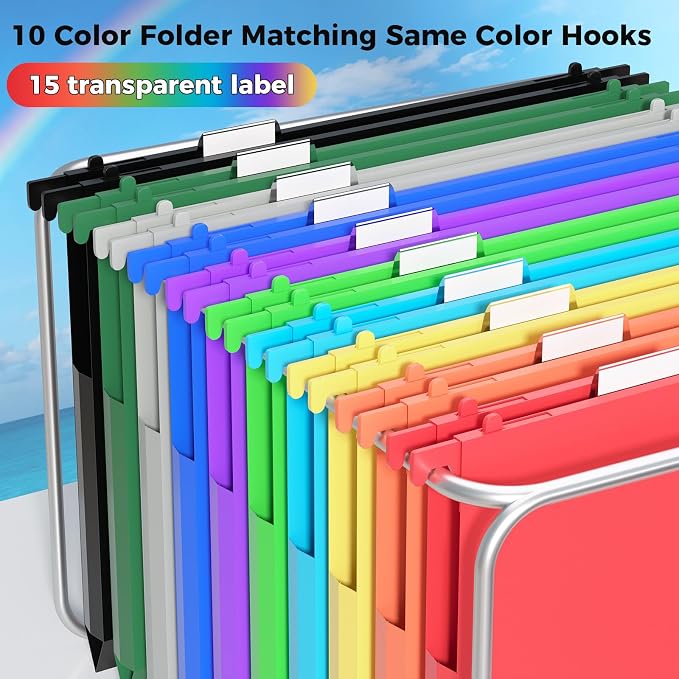10pcs Hanging File Folders Letter Size, Plastic Hanging Folders, File Organizer - Image 3