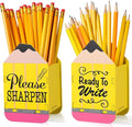 DoubleFill 2 Pcs Pencil Shaped Holder Sharp Dull Holder Wooden Dispenser Pencil by DoubleFill