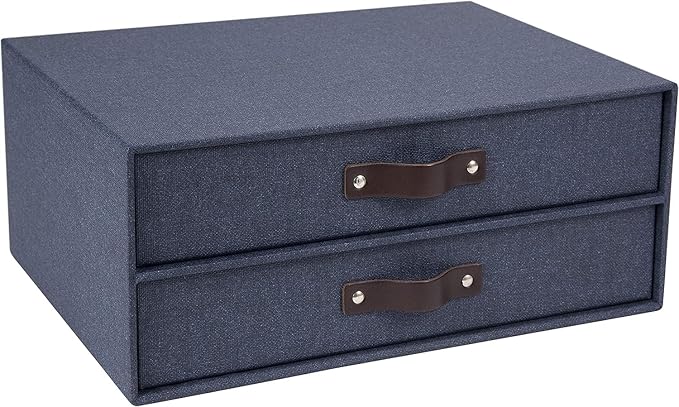 Bigso Birger 2-Drawer Canvas Fiberboard Easy Pull Handle Document Letter Box | by Bigso
