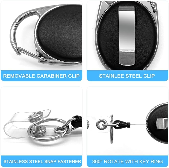 Teskyer Badge Reel, 20 Pack Retractable Badge Holders - Image 3