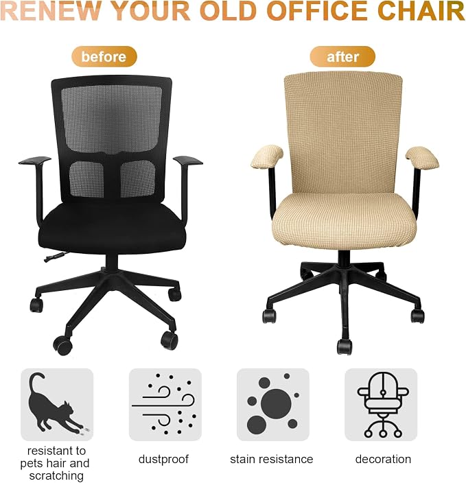 Tallew 4 Pcs Office Chair Covers Set Computer Universal Protective Stretchable - Image 5