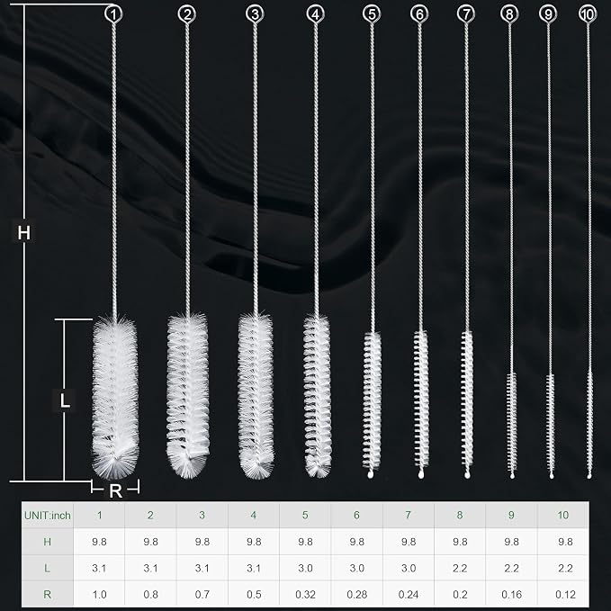 CiaraQ Bottle Cleaning Brushes, 9.8 Inch Nylon Tube Brush Set | White Cleaner - Image 4