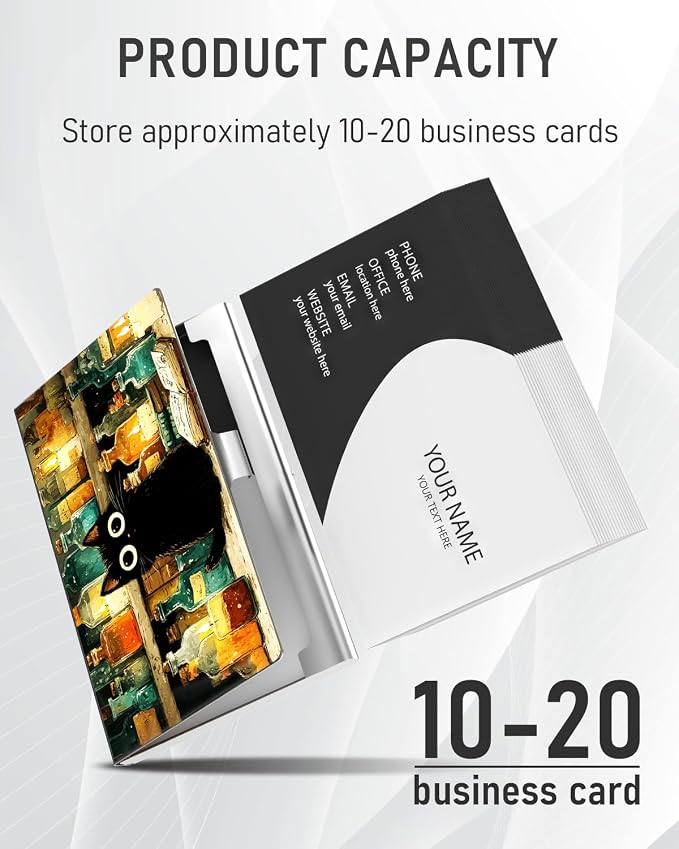 Business Card Metal Slim Organizer, Professional Stainless Steel Square Pocket - Image 2