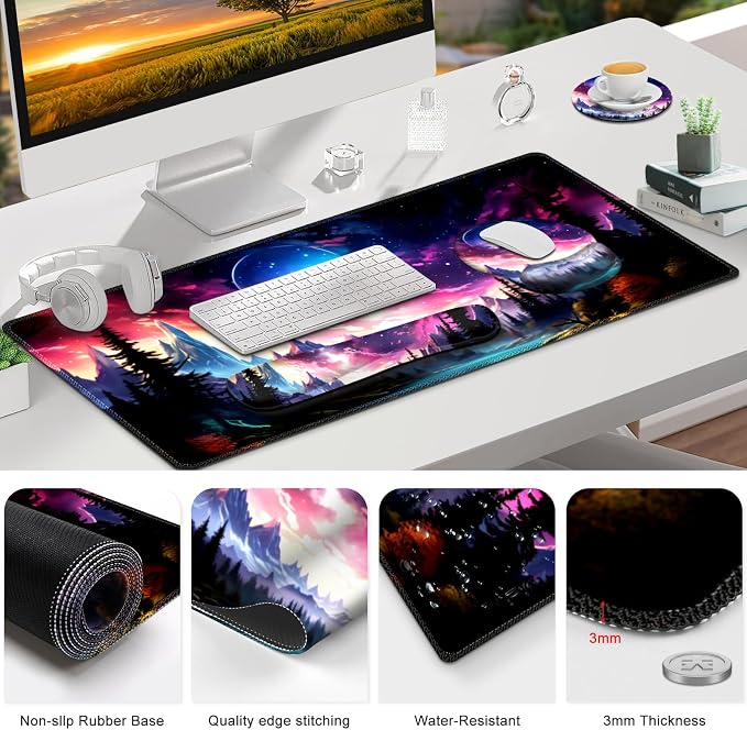 Gaming Mouse Pad, Large Desk Mat, Cute Desk Pad Protector, 4in1 XXL Mousepad + - Image 8