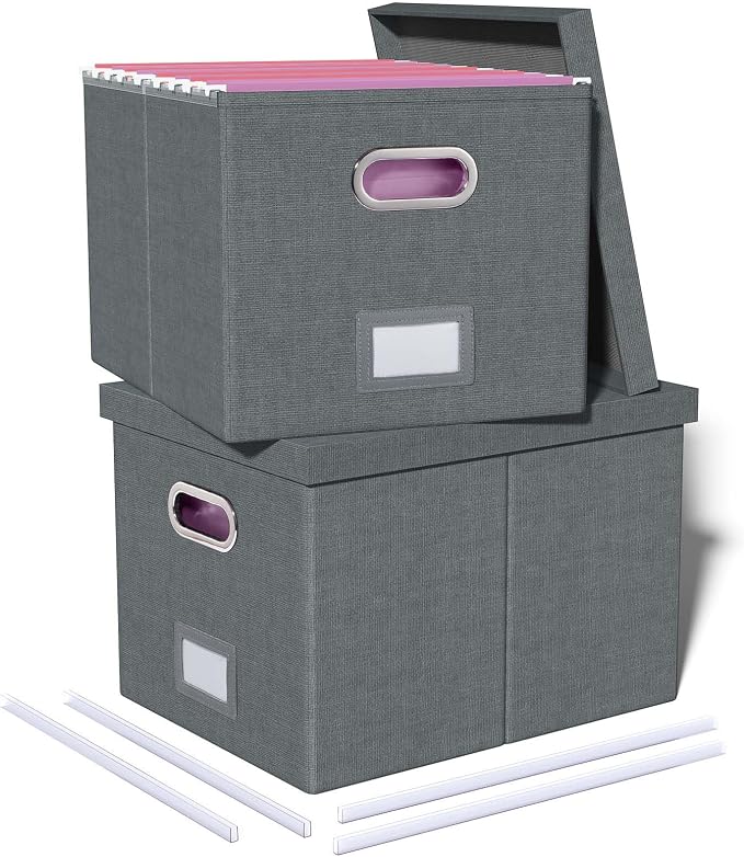 Oterri 2 Pack File Storage Organizer, Filing Box, Portable File Box by Oterri