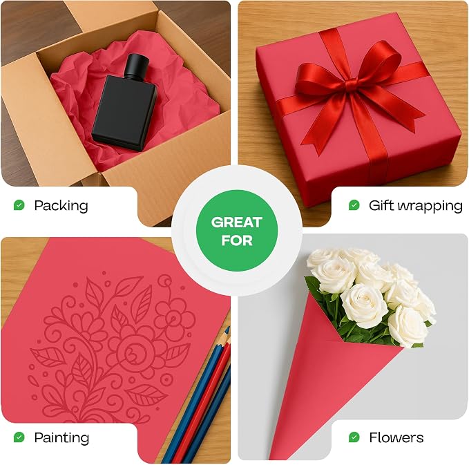 Christmas Red Kraft Paper Roll 24" x 1200" - Image 6