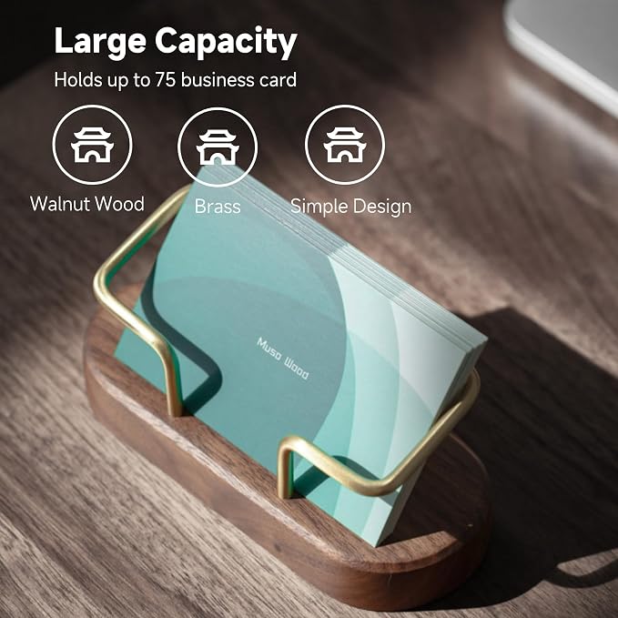 muso wood Business Card Holder for Desk, Wooden Creative Business Card Display - Image 2