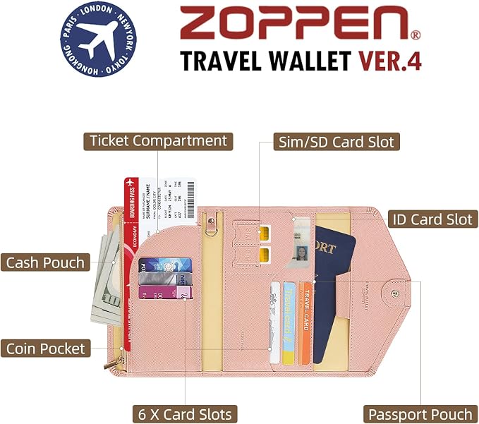 ZOPPEN Mulit-purpose Rfid Blocking Passport Holder Travel Wallet Passport and - Image 5