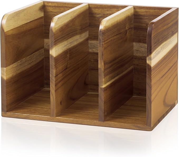 Novabright Acacia Wood File Magazine Holder Desk Organizer, 3 Vertical by Unknown