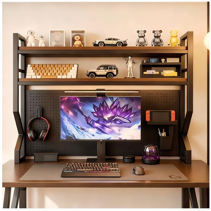 Desktop Hutch Bookshelf, Many Gifts, Metal Desktop Bookcase by Unknown